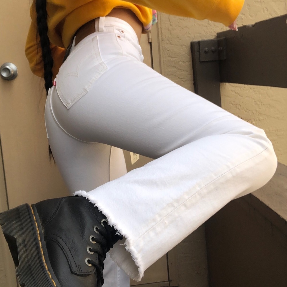 levis wedgie straight white denim jeans new w/ tags